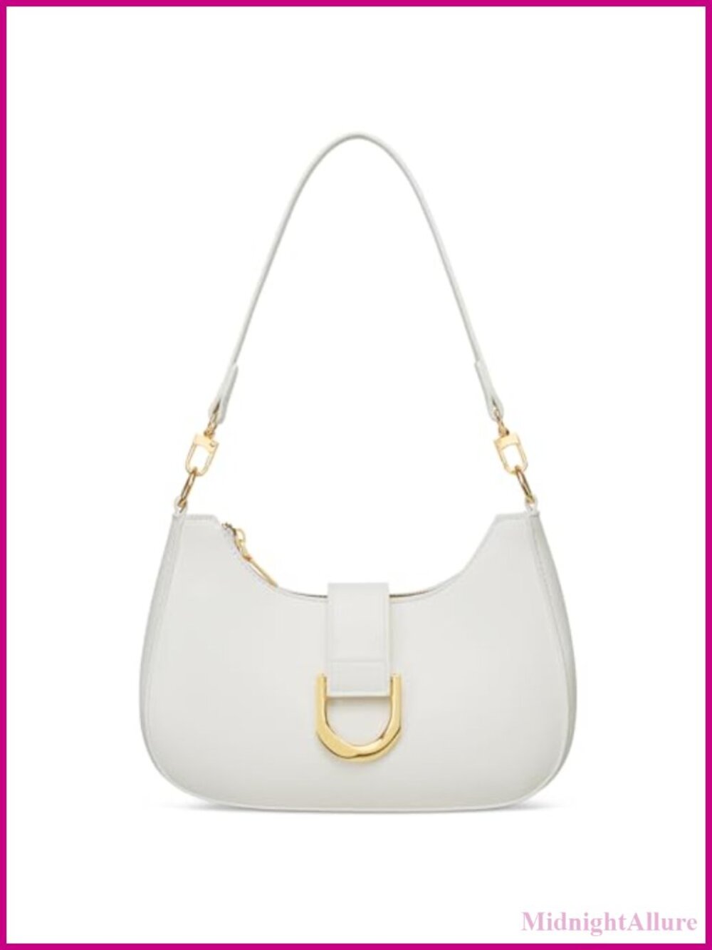 PU Vegan Leather Crescent Shoulder Bag Removable Strap Gold Chain Crossbody